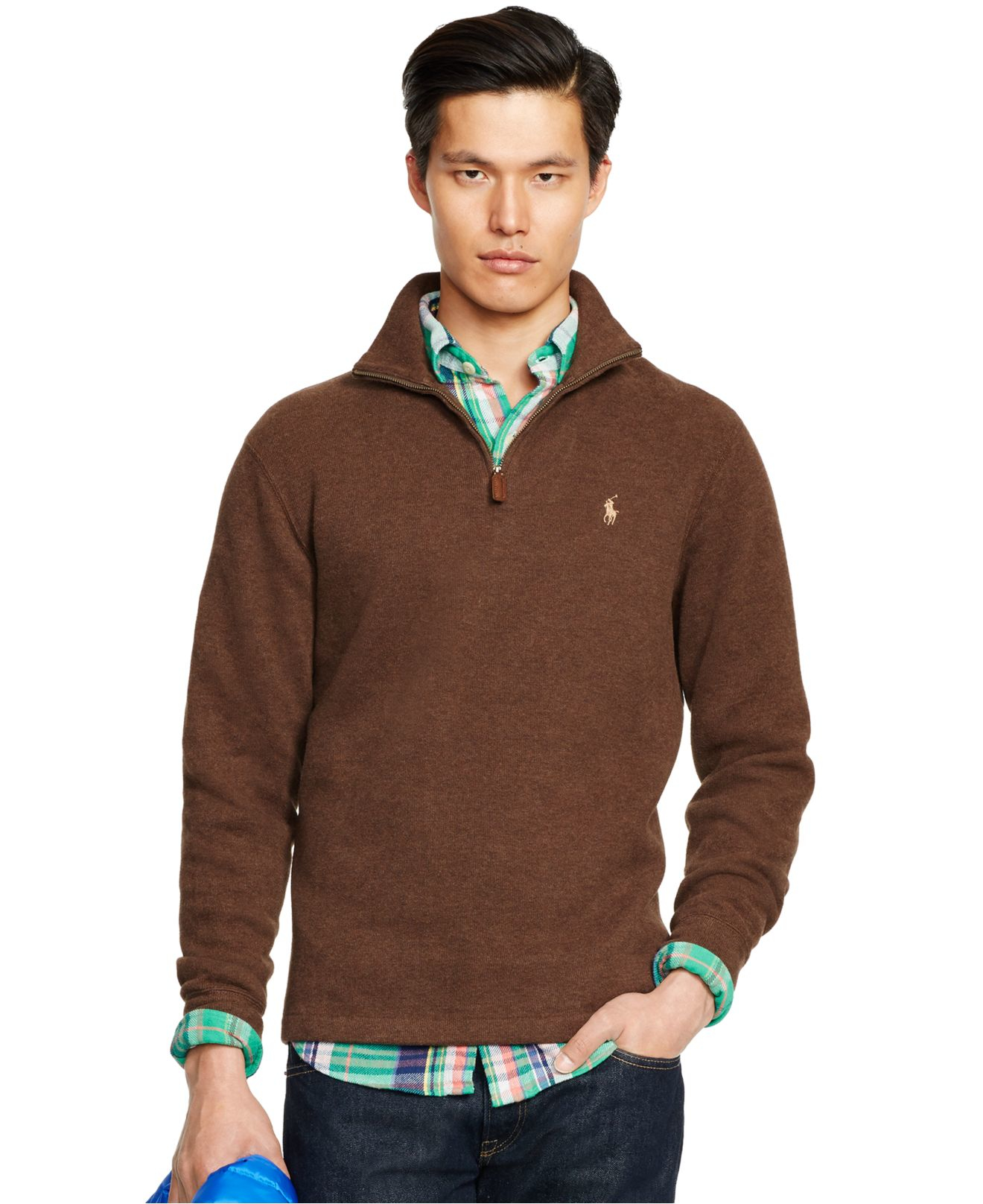 Lyst - Polo Ralph Lauren French-rib Half-zip Pullover in Brown for Men