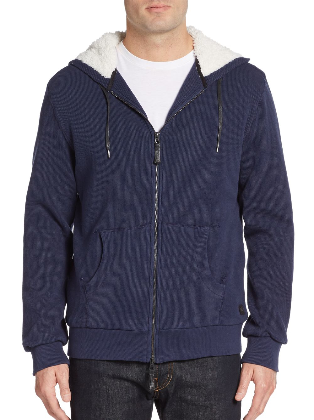Lyst - Madison Supply Faux Fur-trimmed Hoodie in Blue for Men