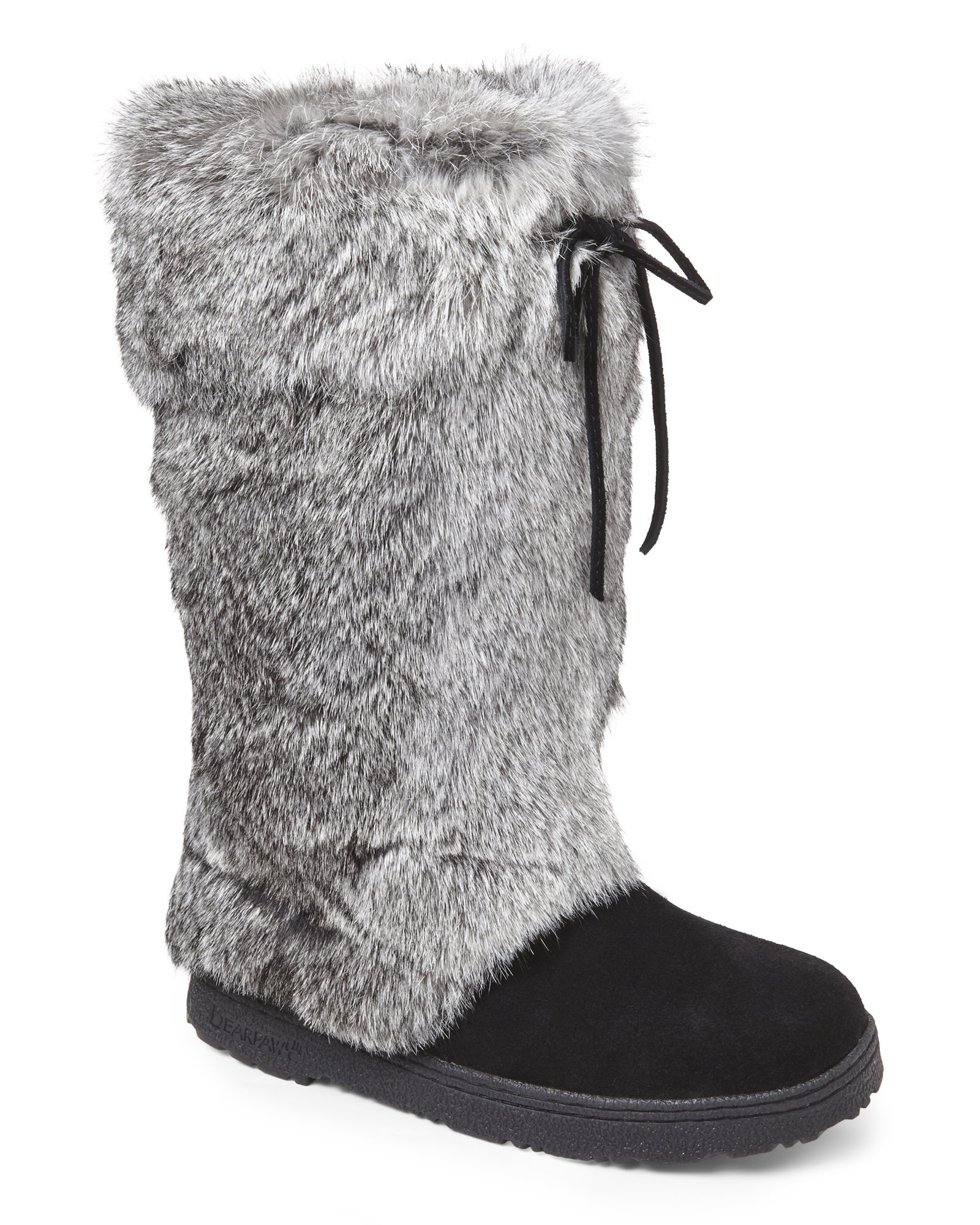 Lyst Bearpaw Black &amp; Grey Elsa Real Rabbit Fur Boots in Gray
