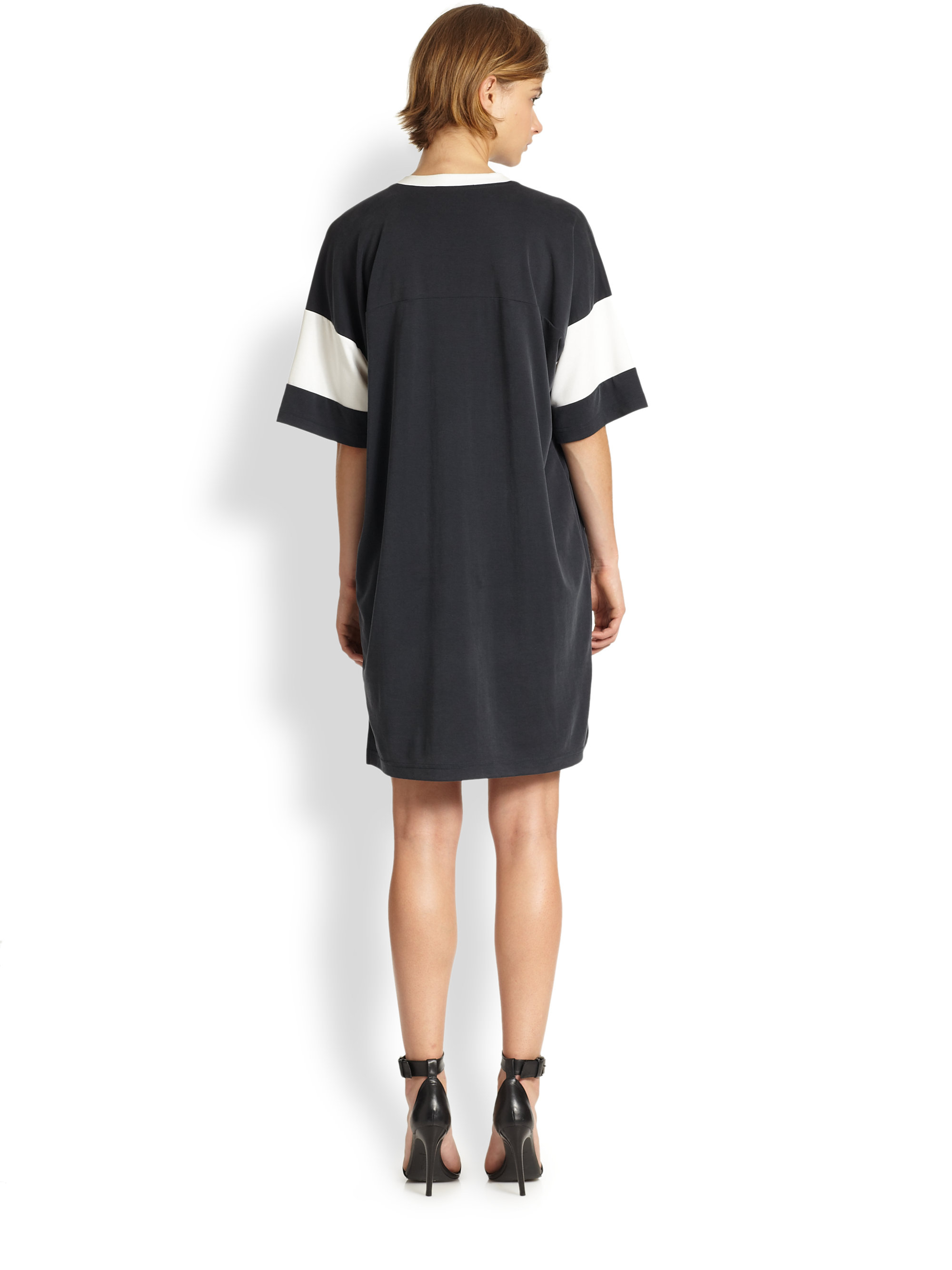 Lyst T By Alexander Wang Sandwashed Pique Football Jersey Dress in Gray