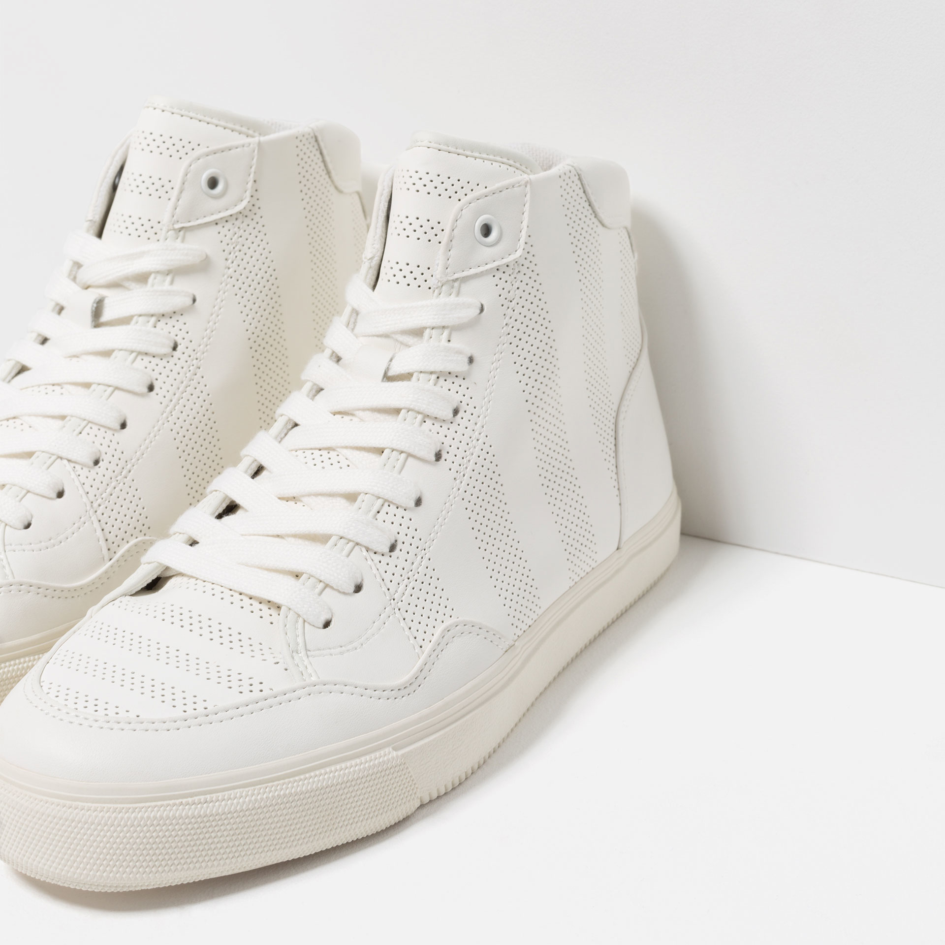 Zara White Hightop Sneakers in White for Men Lyst