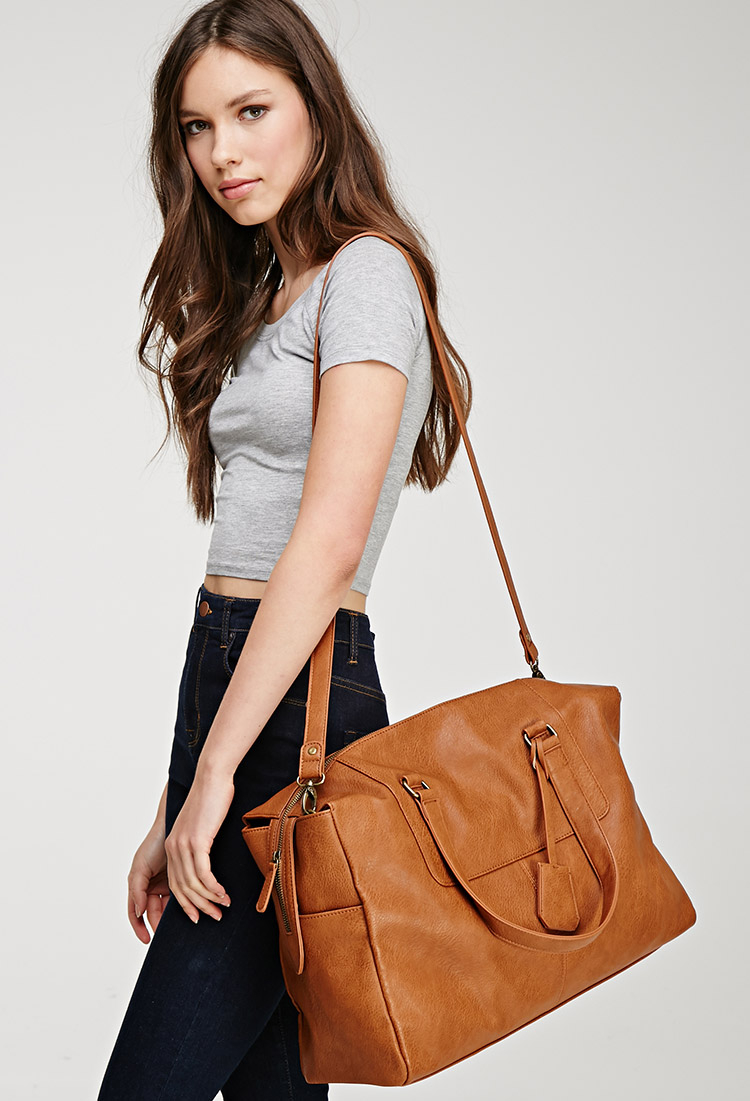 faux leather weekend travel bag
