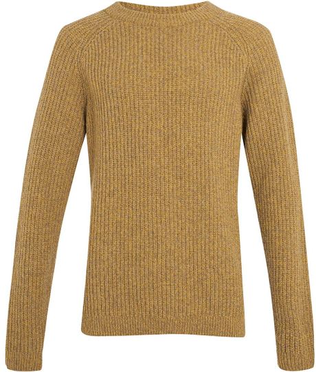 Topman Ltd Core Mustard Lambswool Crew Neck Sweater in Yellow for Men ...
