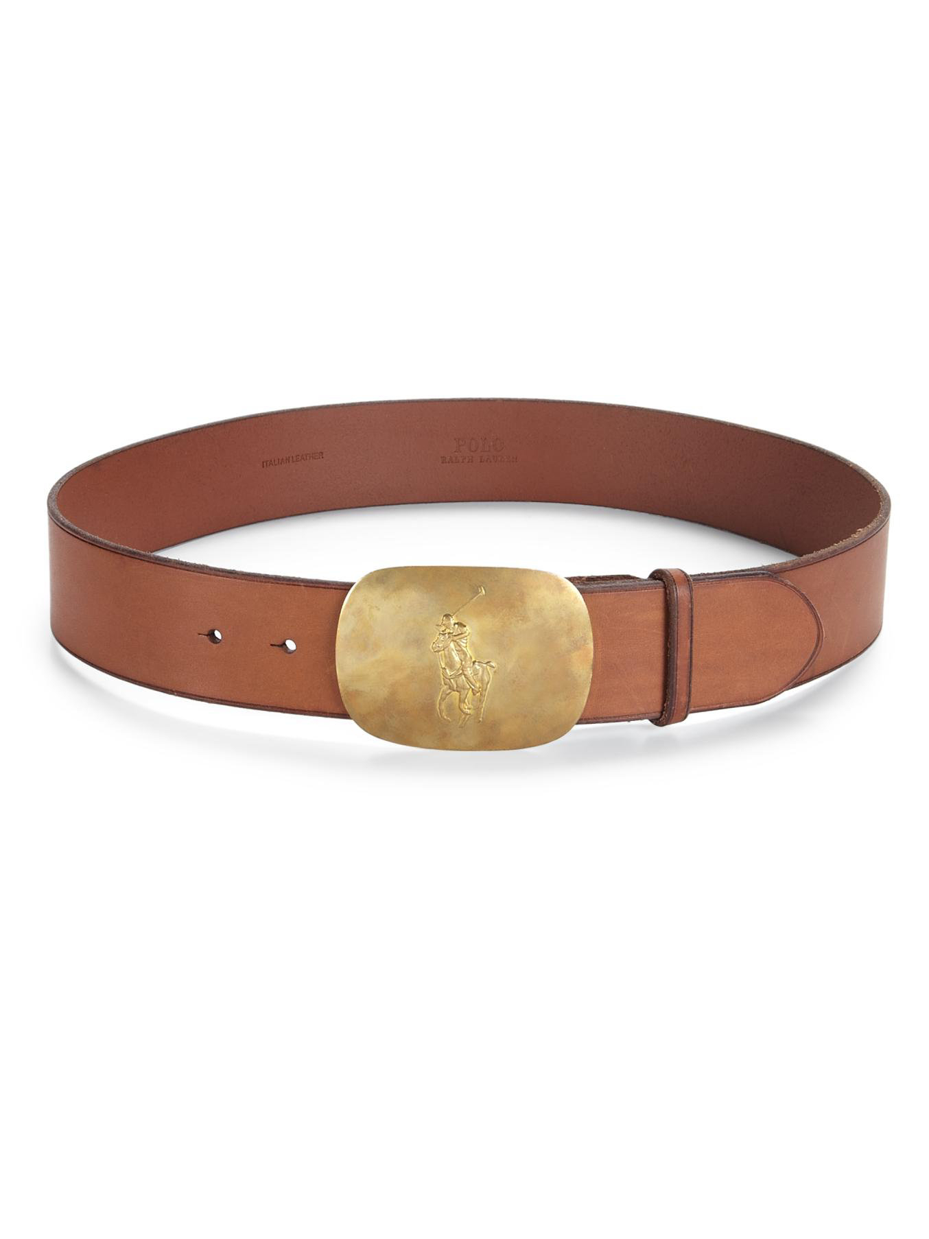 Lyst - Polo Ralph Lauren Leather Embossed-plaque Belt in Brown