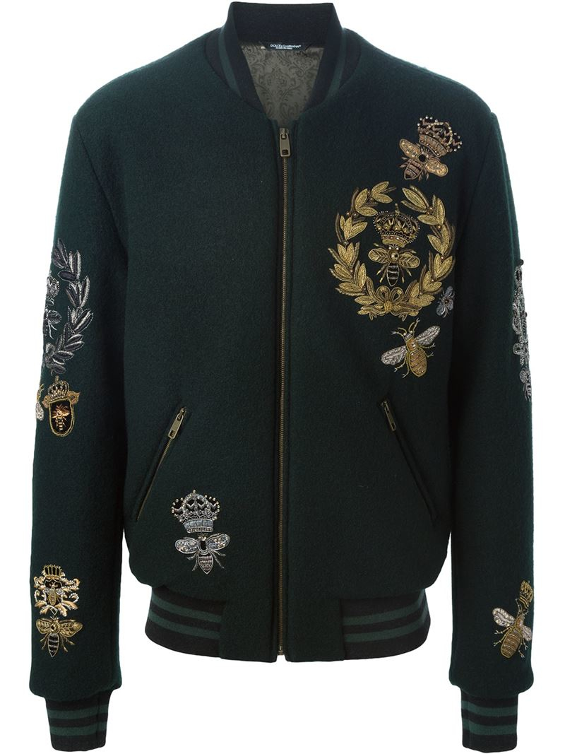 Lyst - Dolce & Gabbana Bee And Crown Bomber Jacket in Black for Men