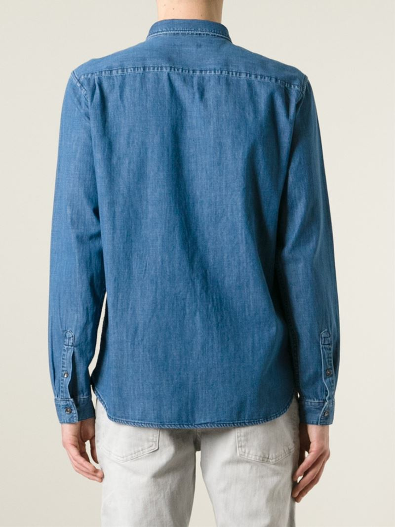 Lyst Closed Button Down Collar Denim Shirt in Blue for Men