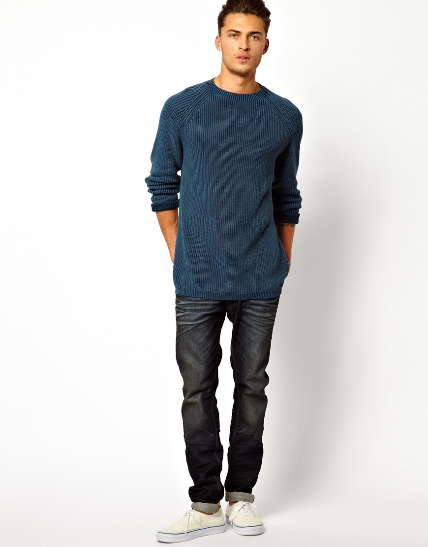 Diesel Knit Sweater K-Chitra Chunky Acid Wash in Blue for Men | Lyst