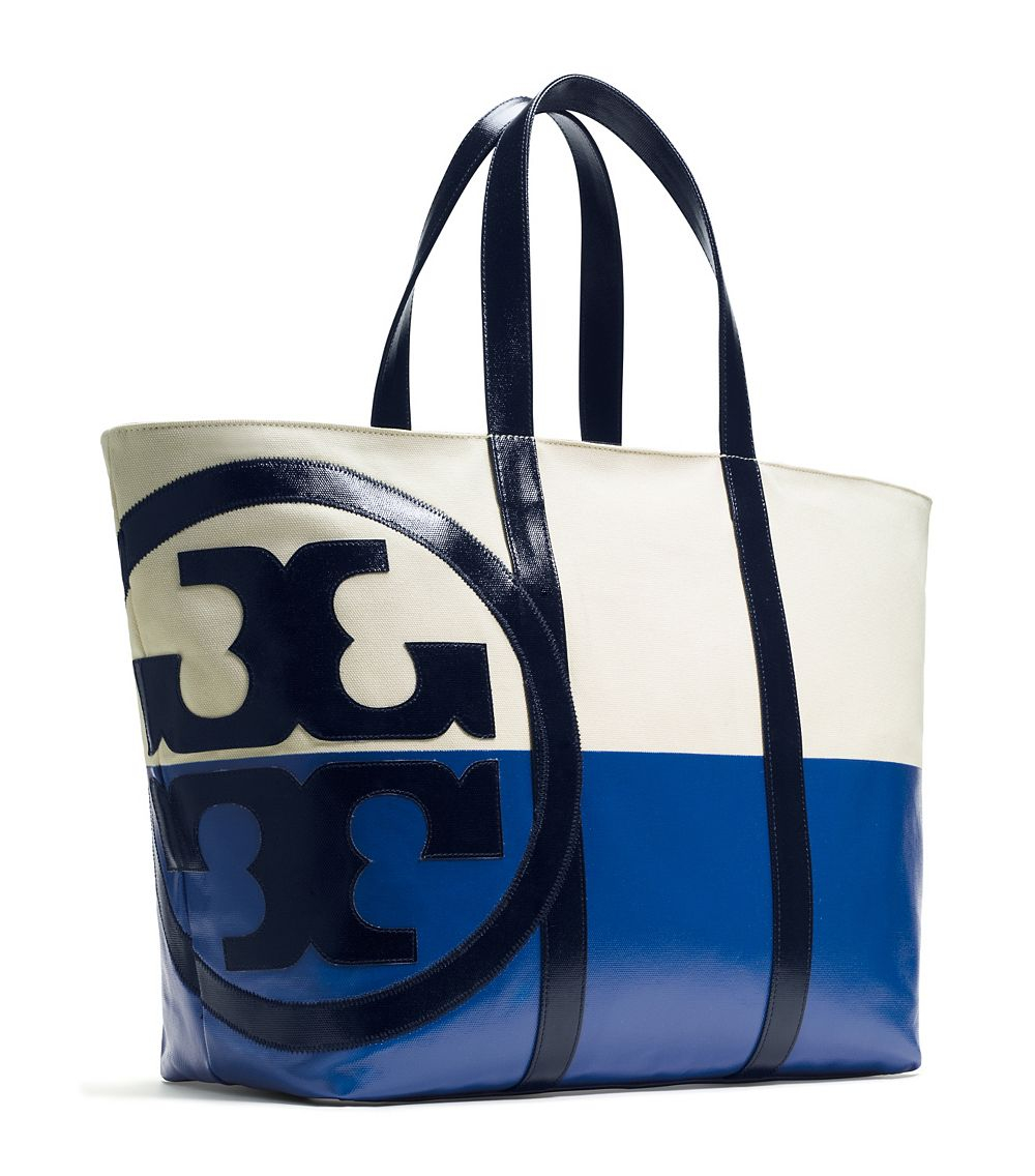 Tory Burch Blue Beach Dipped Large Zip Tote