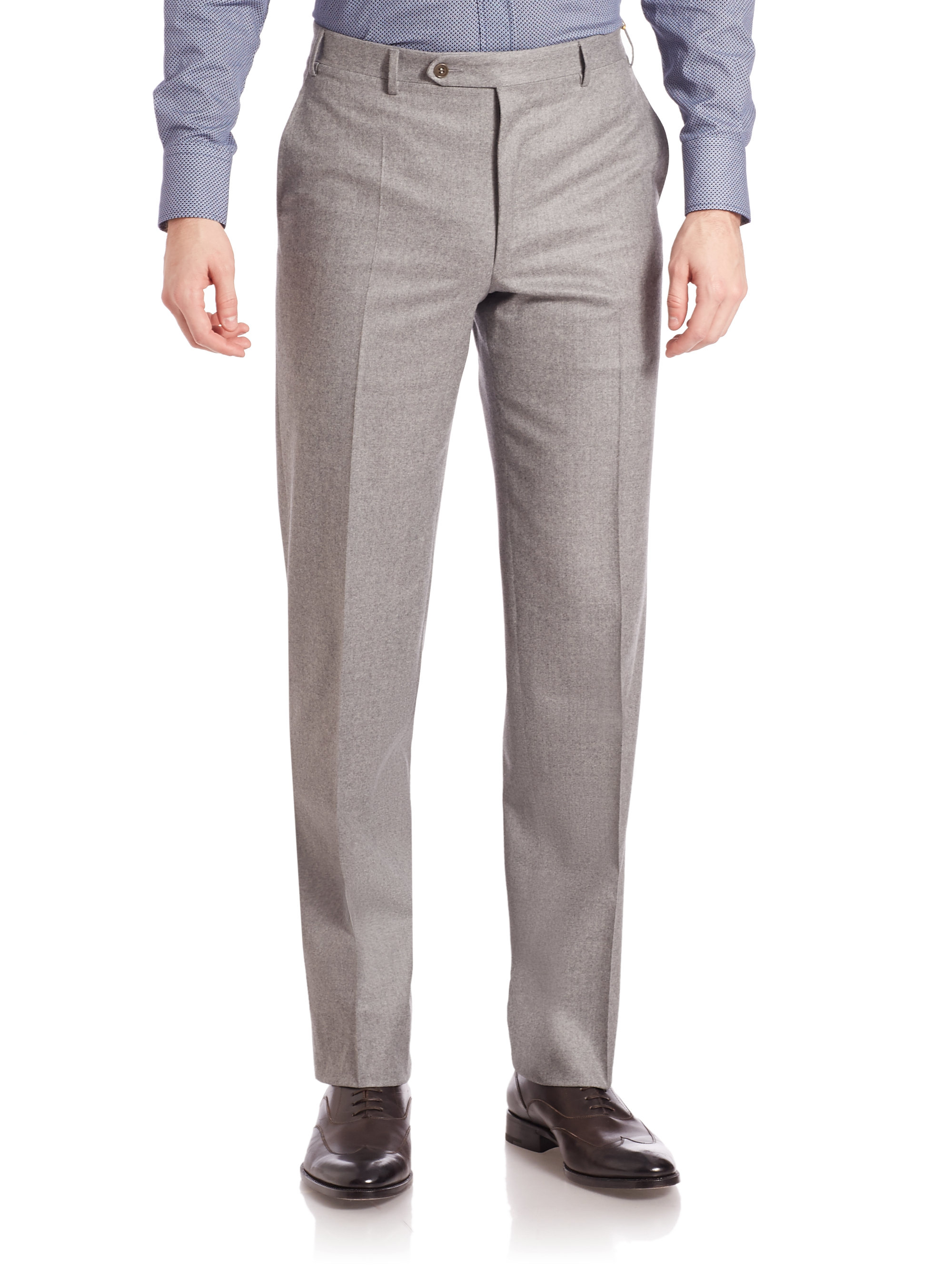 Canali Light Grey Flannel Trousers in Gray for Men (grey) | Lyst
