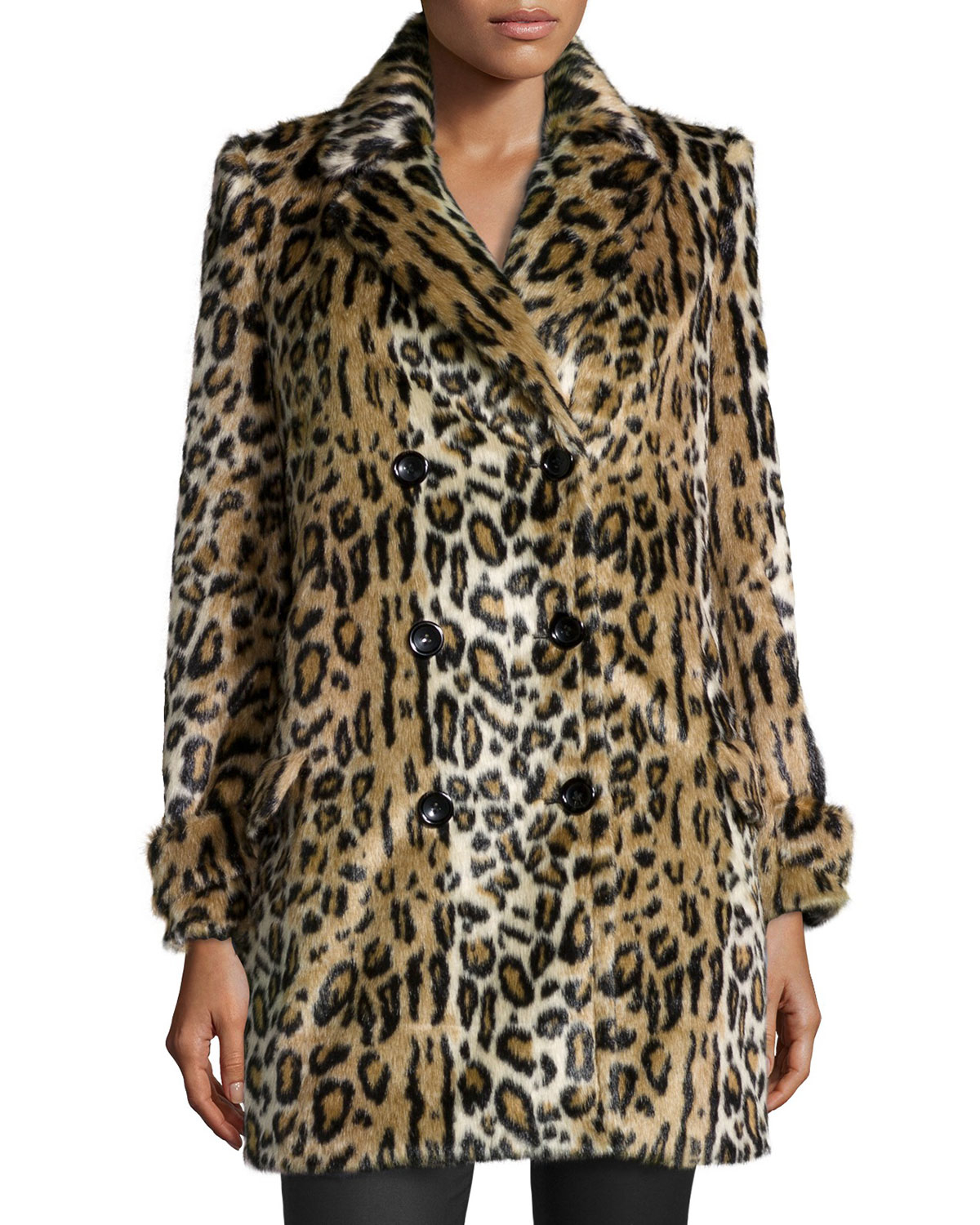 Alice + olivia Montana Leopard-print Faux-fur Coat in Black | Lyst