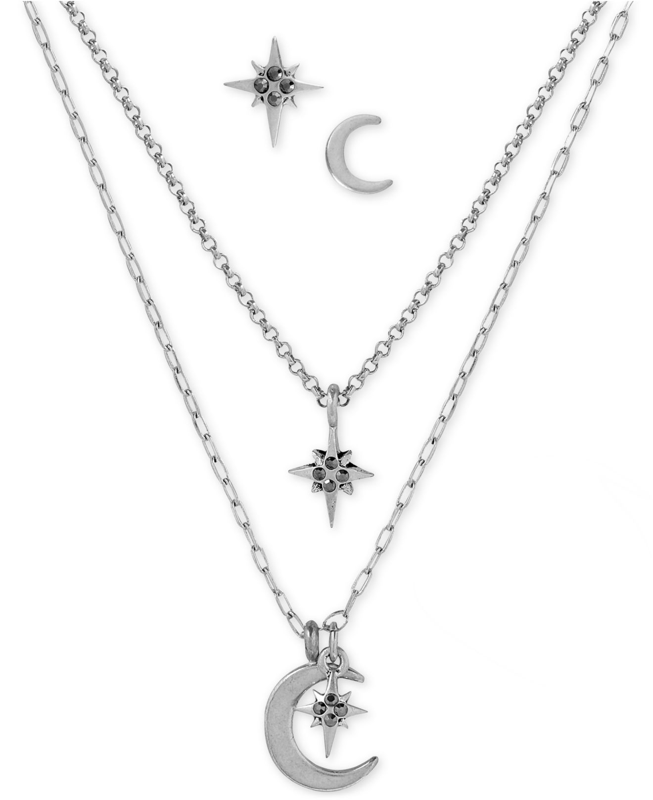 Lucky Brand Silver-tone Crystal Star And Moon Jewelry Set in Metallic ...