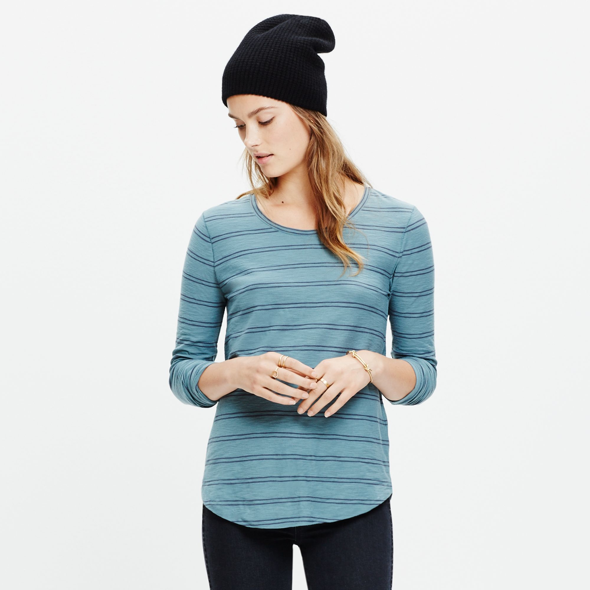 Lyst - Madewell Whisper Cotton Long-sleeve Crewneck Tee In Denmark ...