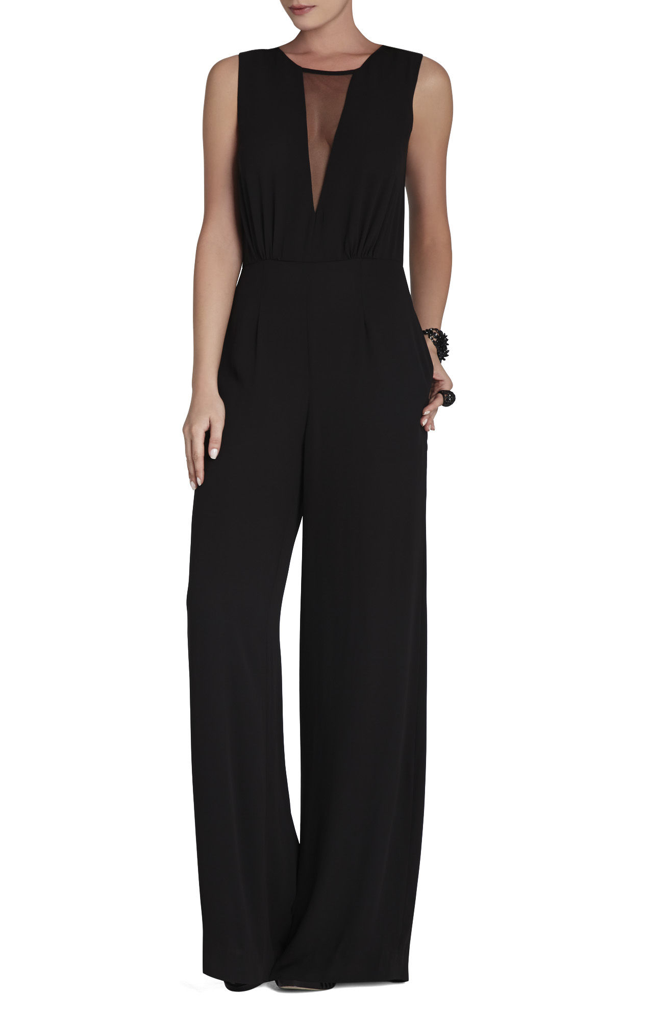 Bcbgmaxazria Behati Sleeveless V-neck Jumpsuit in Black | Lyst