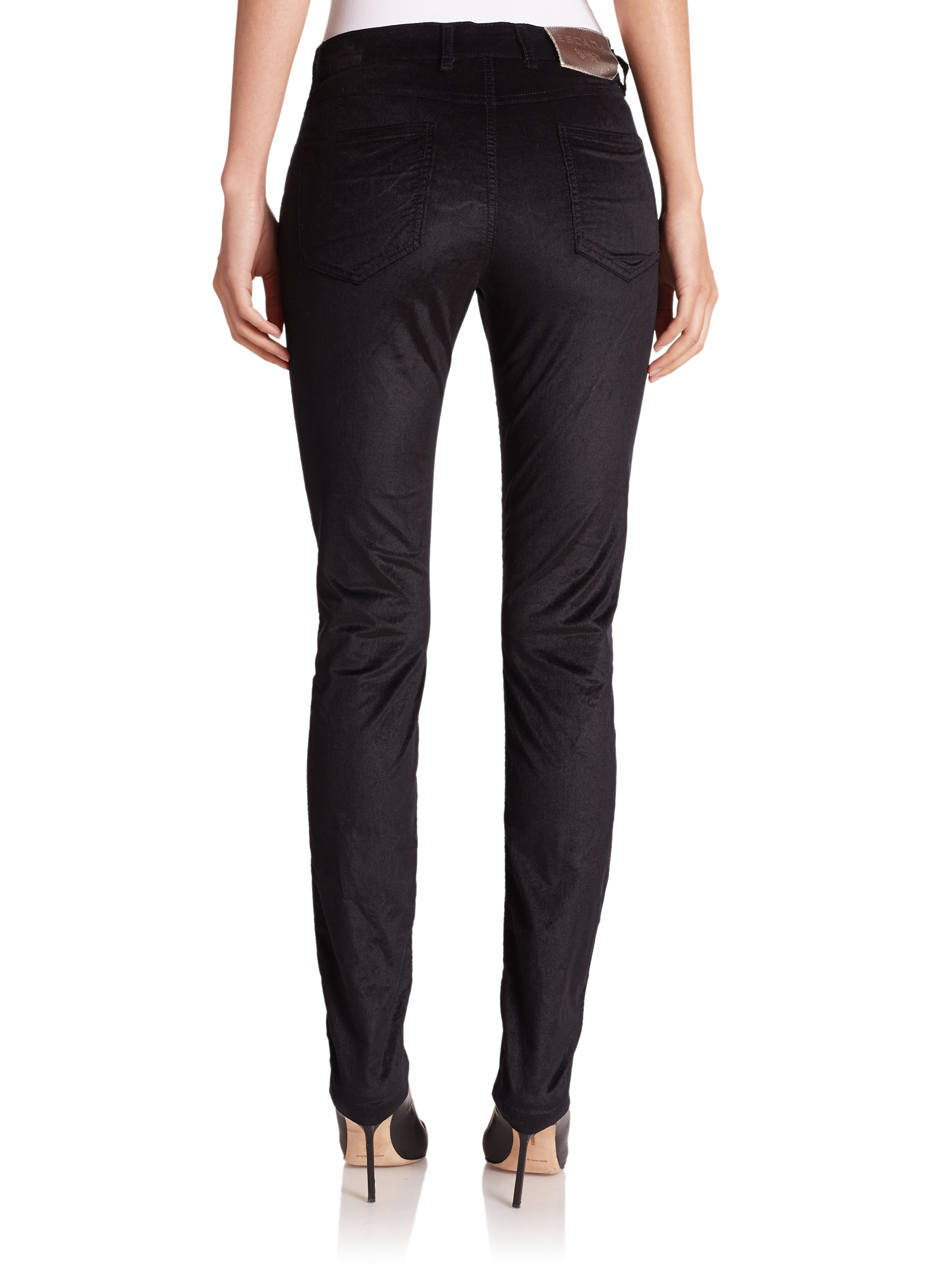 Lyst Escada Velvet Corduroy Jeans in Black