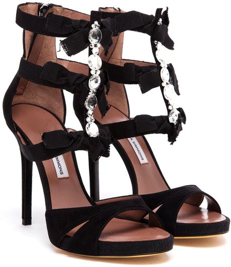 Tabitha Simmons Ellie Suede Embellished Sandals in Black | Lyst