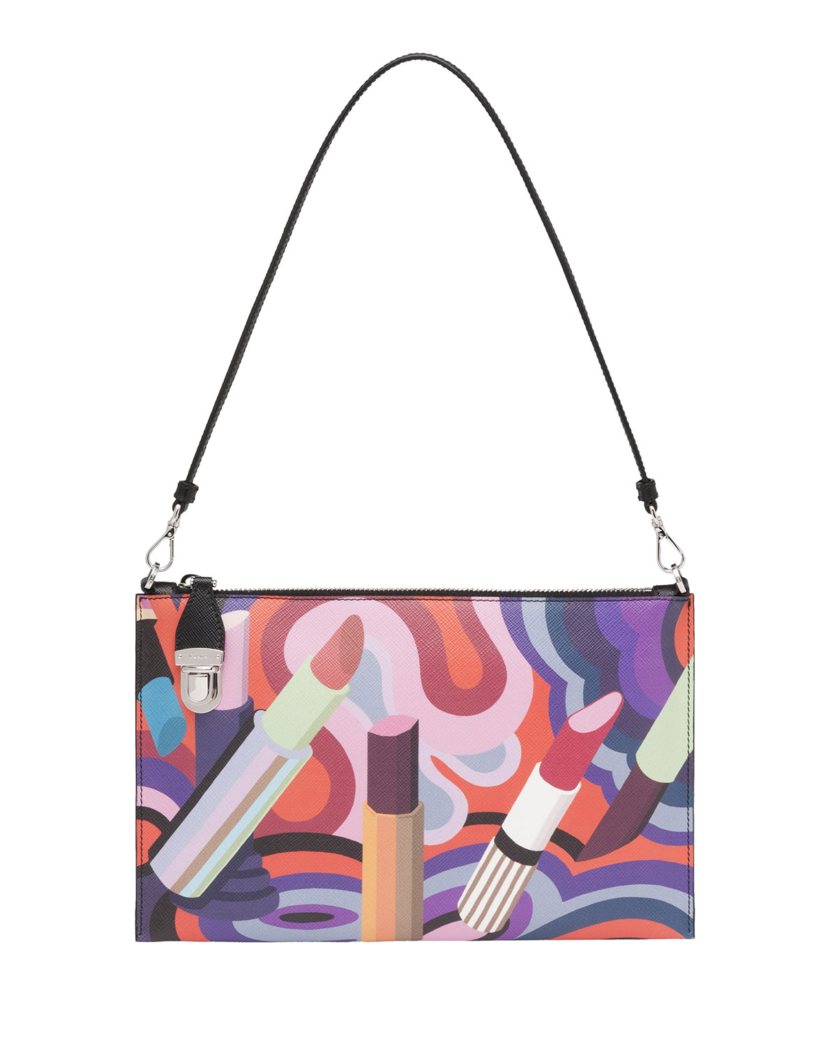 Prada Saffiano Lipstick-print Clutch Bag in Multicolor (MULTI ...  