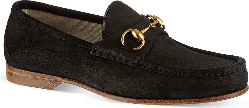Lyst - Gucci Roos Suede Moccasins in Black for Men