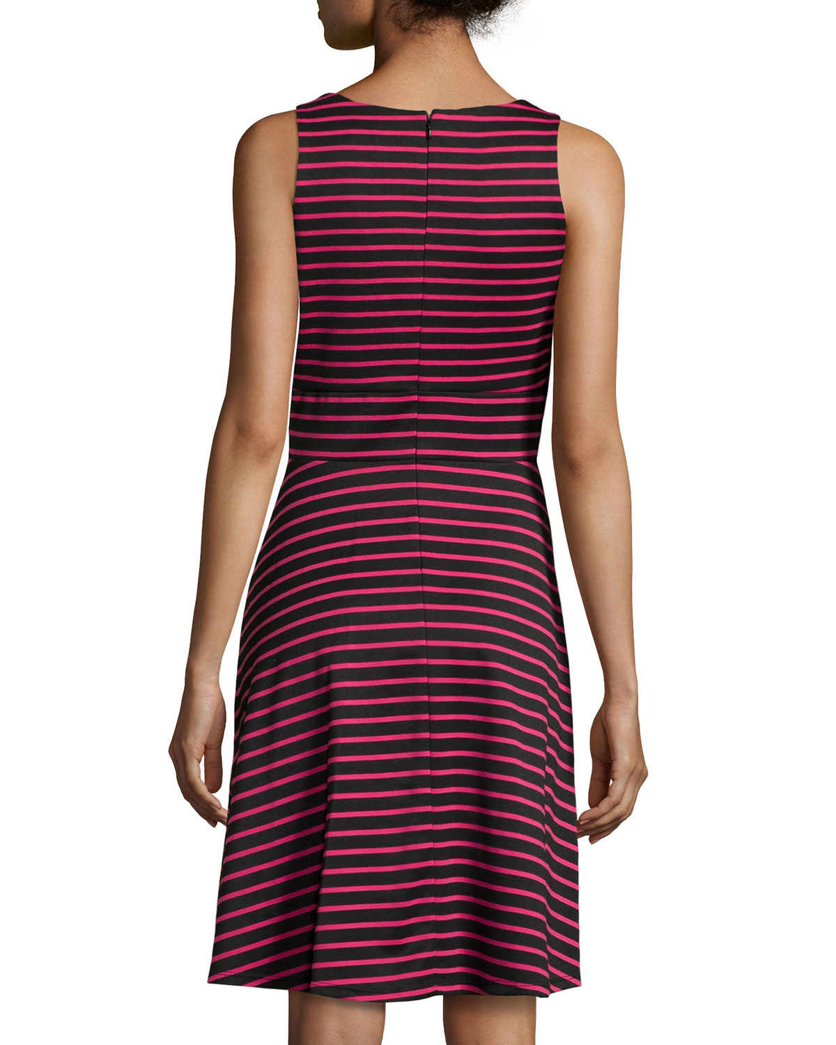 Donna ricco Striped Sleeveless Fit-And-Flare Dress in Purple | Lyst