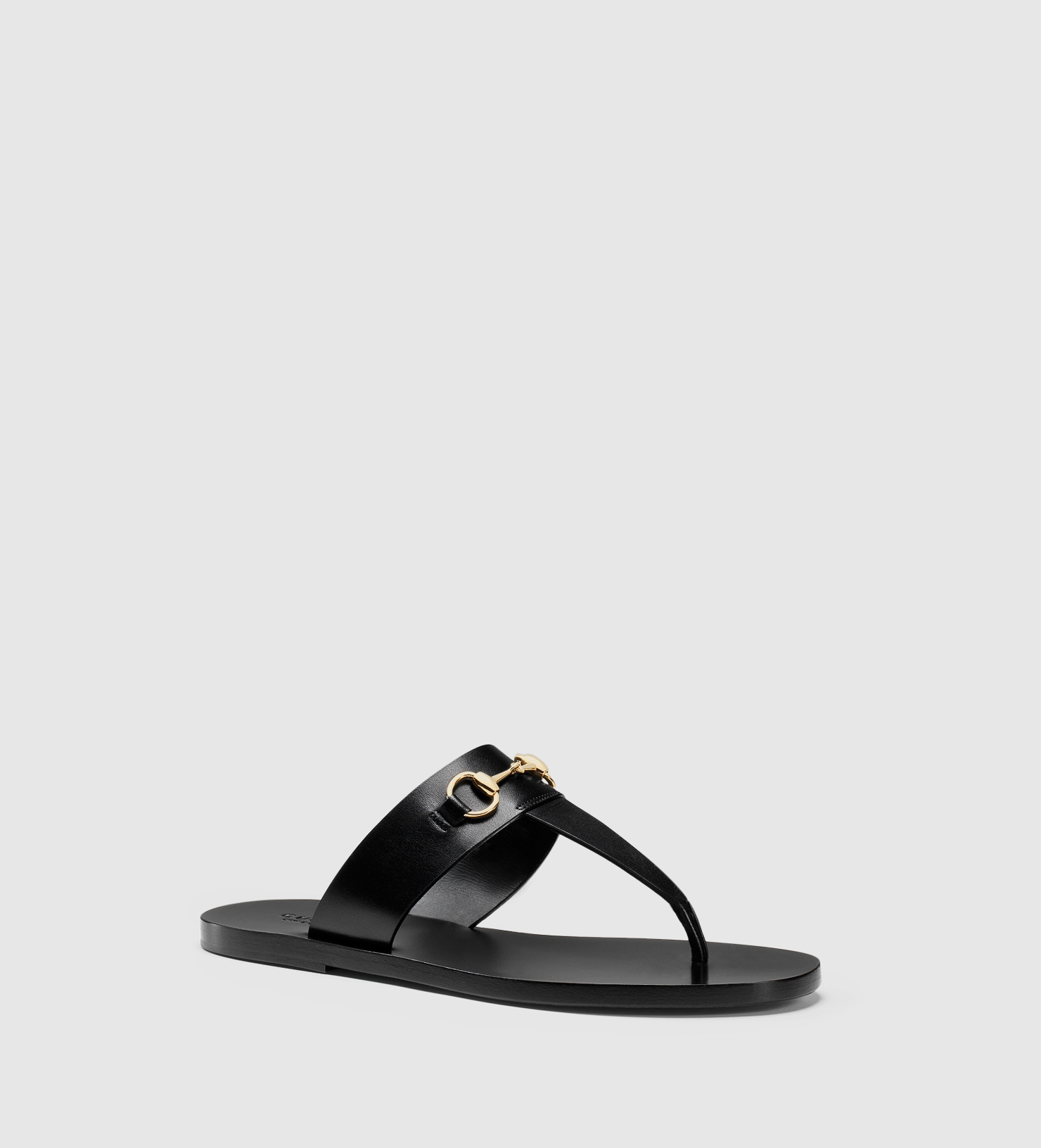 gucci black leather thong sandal