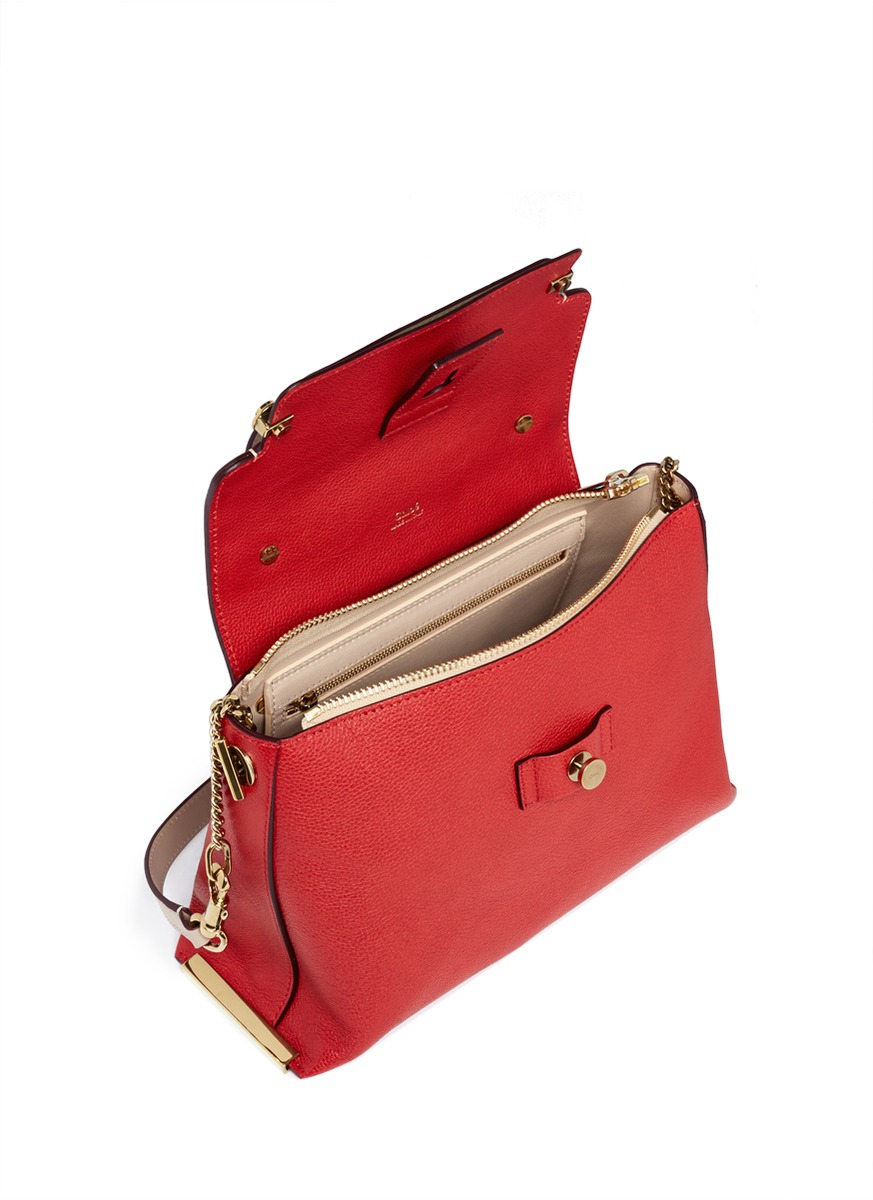 Chlo \u0026#39;clare\u0026#39; Medium Leather Shoulder Bag in Red (Red,Multi-colour ...  