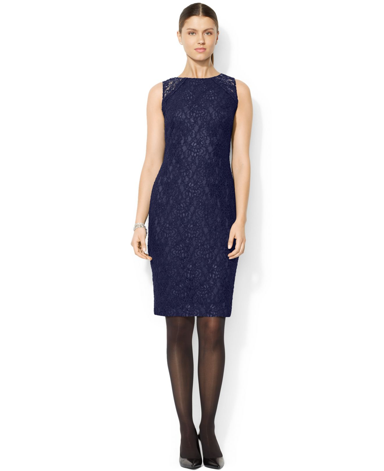 ralph lauren navy blue gown