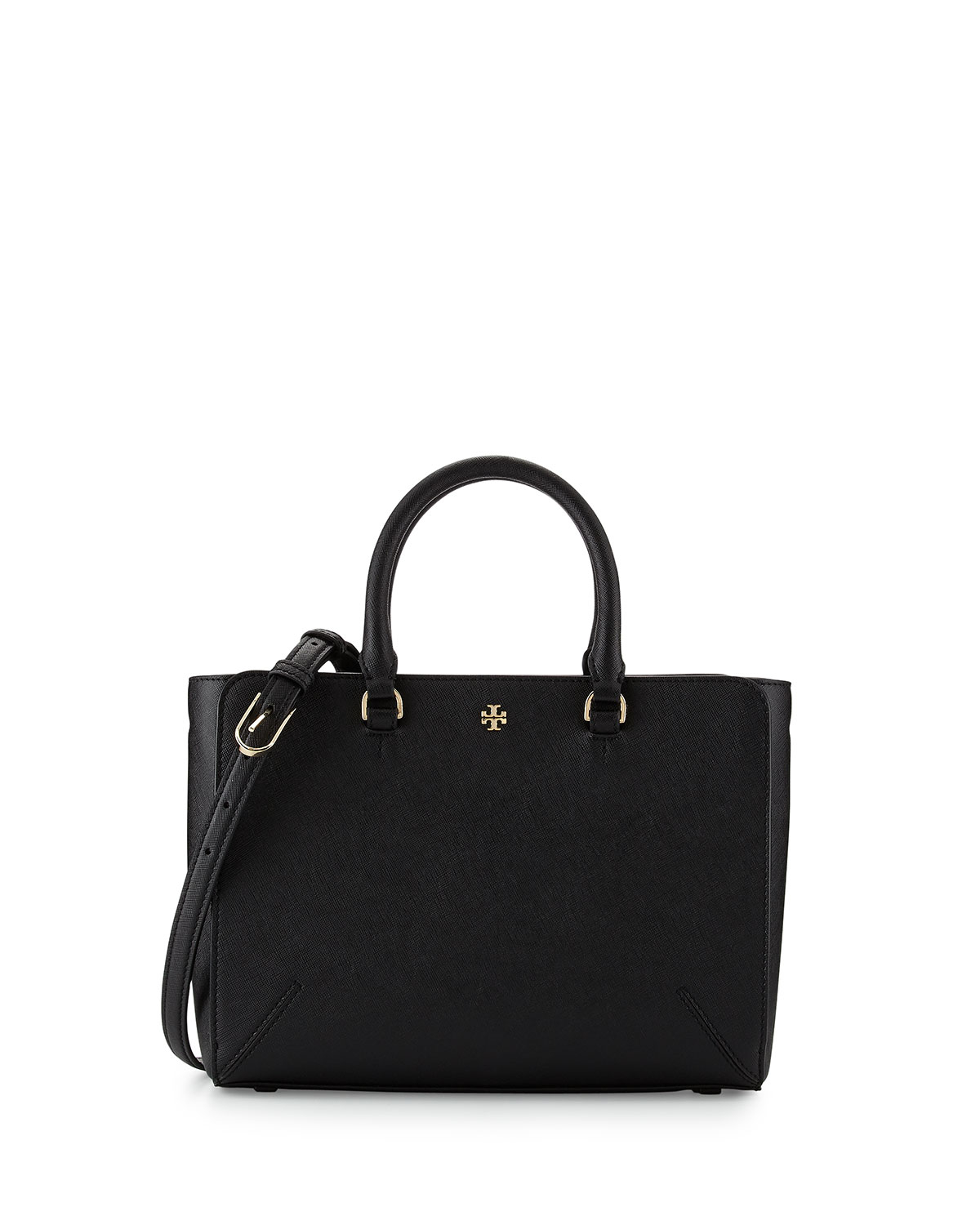 Tory burch Robinson Small Zip Tote Bag in Black | Lyst