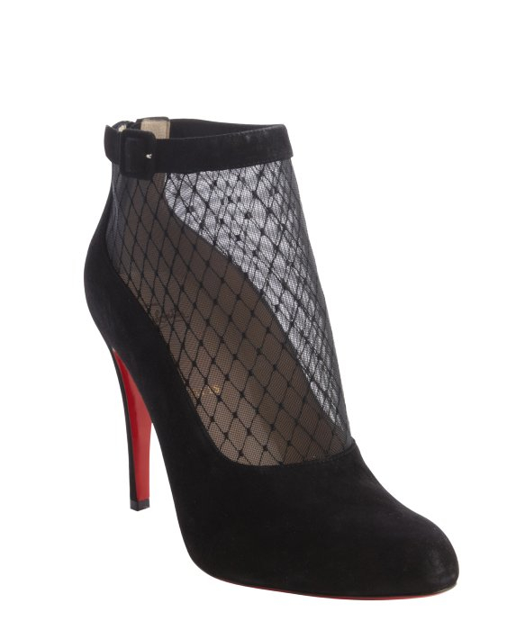 Christian louboutin Black Suede Trimmed Sheer Mesh Accent ...
