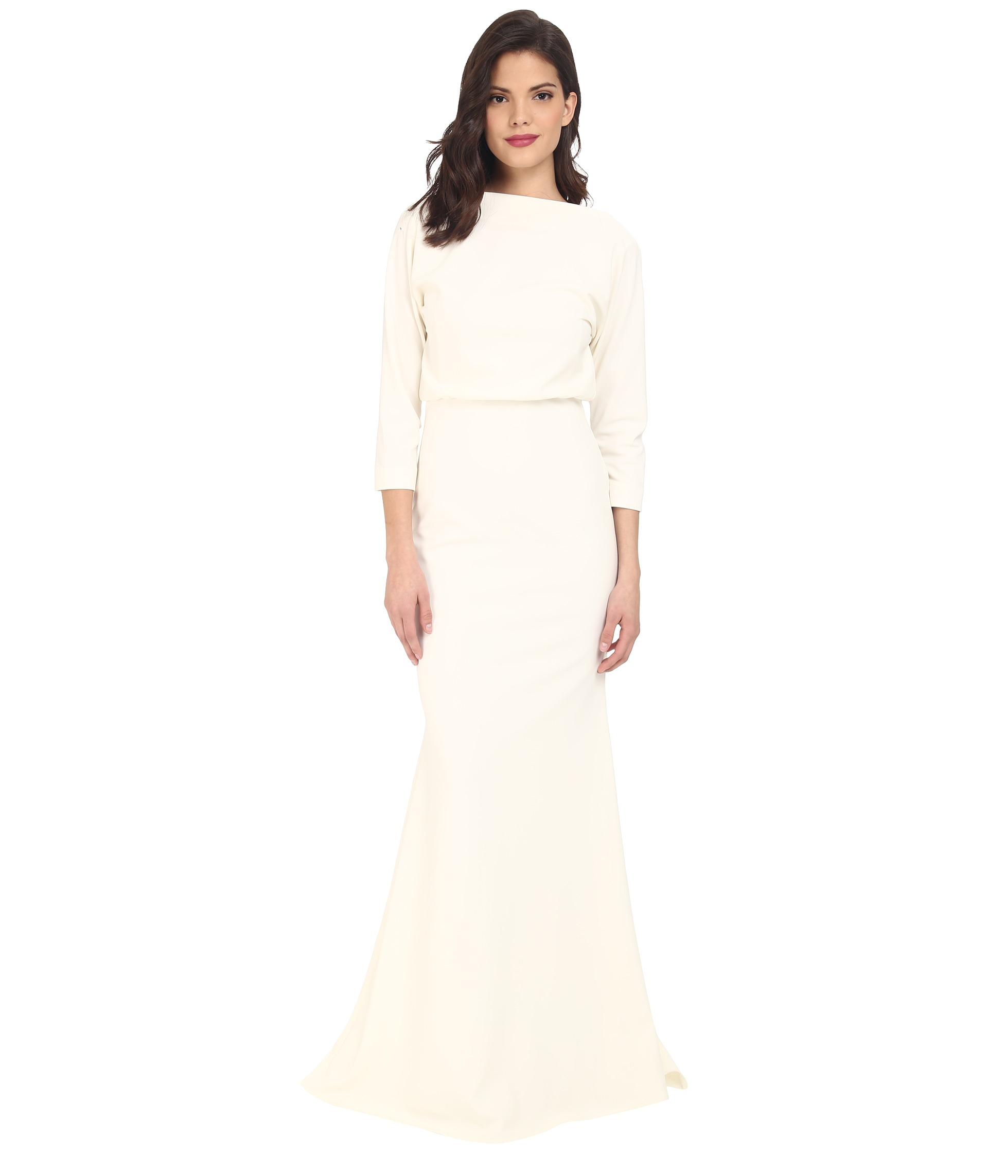 Lyst Badgley Mischka 3 4 Sleeve Micro Rib Dress In White Gallery