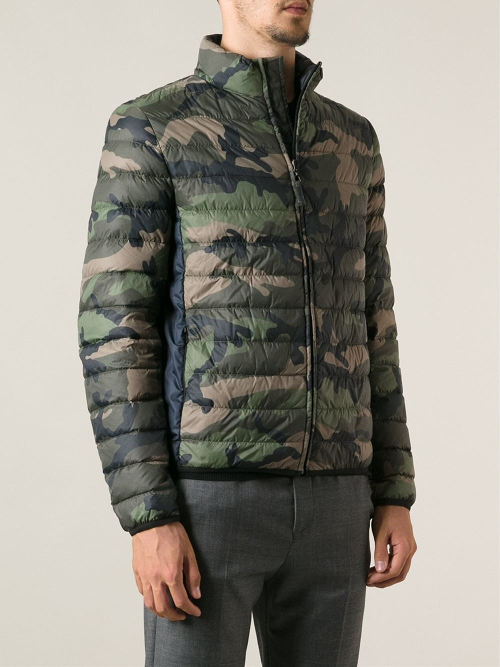 Valentino Padded Camouflage Print Jacket in Green for Men - Lyst