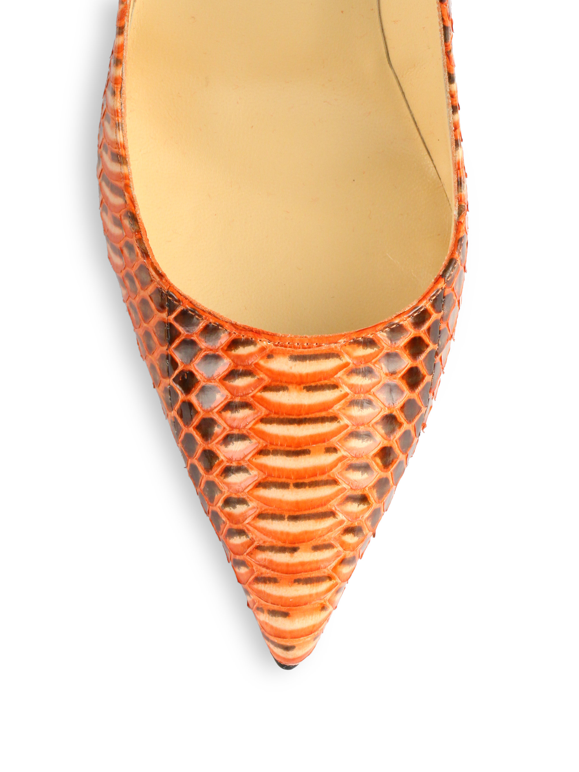 Christian louboutin So Kate Snakeskin Pumps in Orange | Lyst