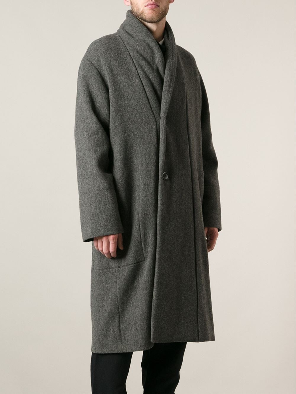 Lyst - Christophe Lemaire Wrap Style Coat in Gray for Men