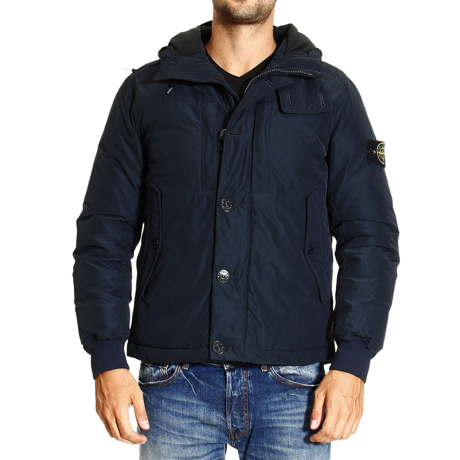 Stone Island Down Jacket Short Micro Reps Nylon in Blue for Men | Lyst