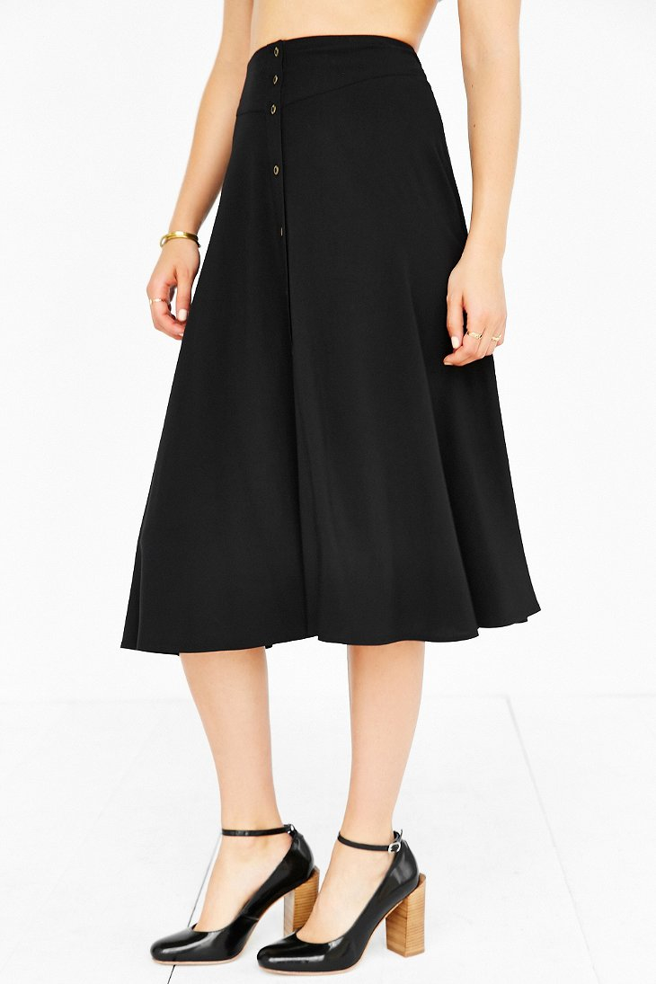 mid length button down skirt