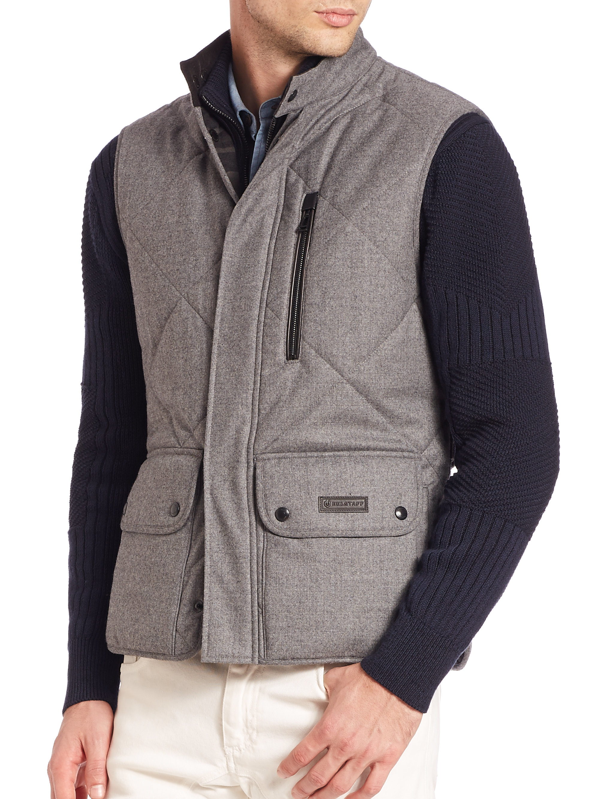 Lyst - Belstaff Weatherproof Wool Vest in Gray for Men