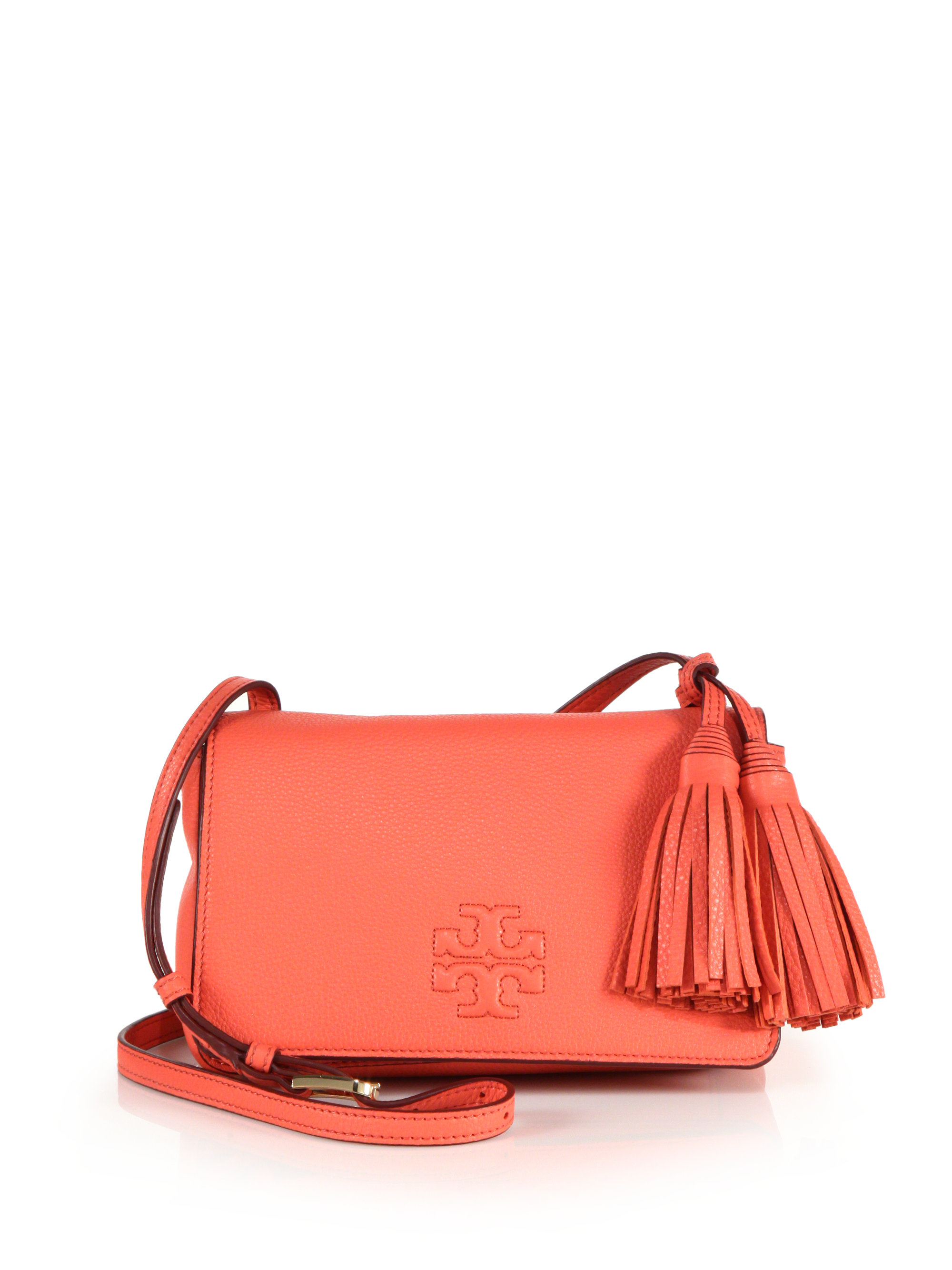 Tory Burch Thea Mini Leather Tassel Crossbody Bag in Pink - Lyst