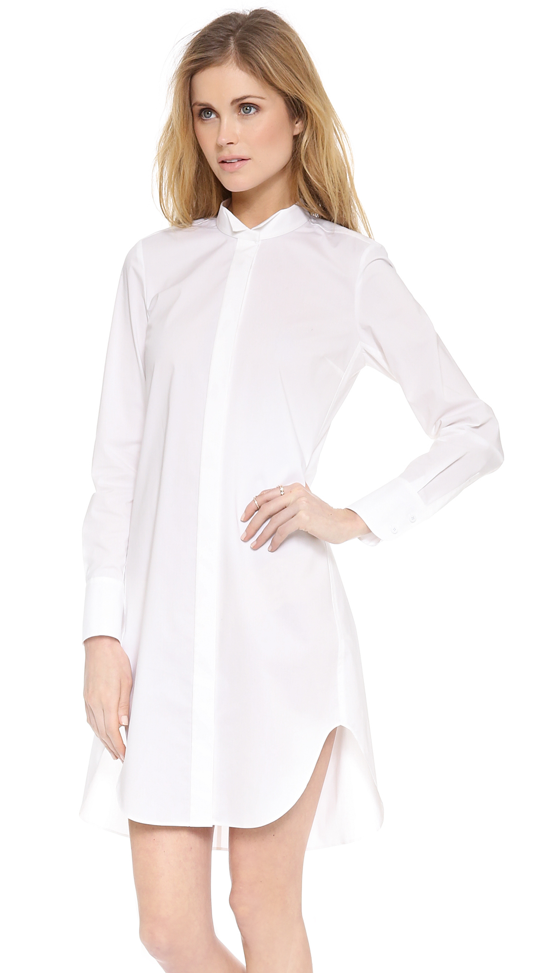 Rebecca Taylor Long Sleeve Shirtdress in Chalk (White) - Lyst