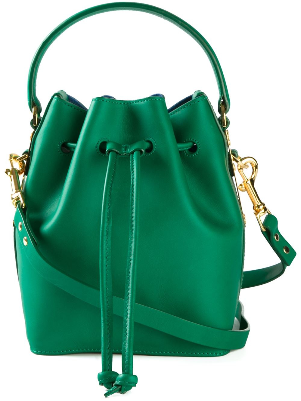 Sophie Hulme Small Leather Drawstring Bucket Bag In Green Lyst Gallery