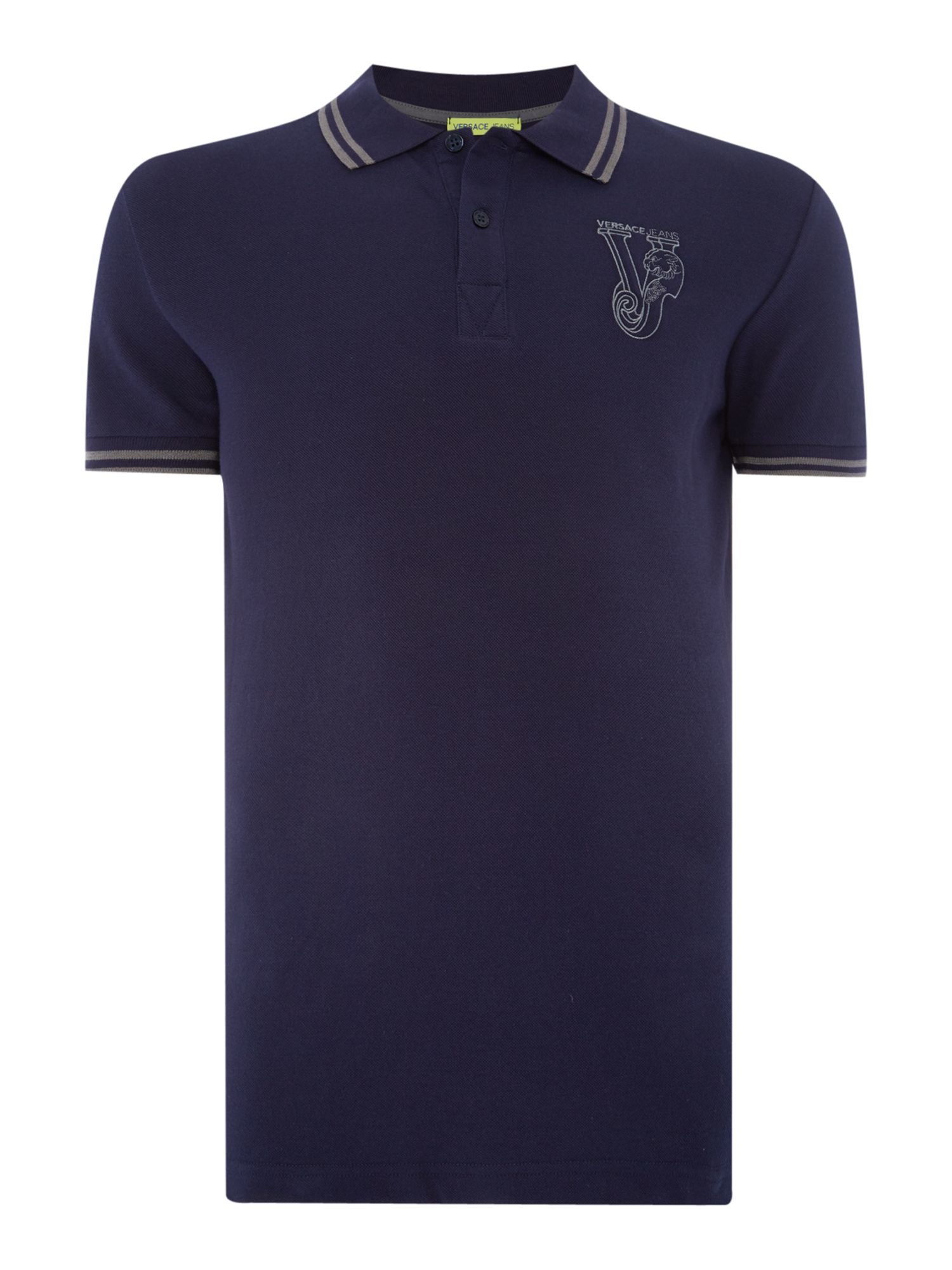 Versace jeans Slim Fit Tipped Collar Logo Polo Shirt in Blue for Men | Lyst
