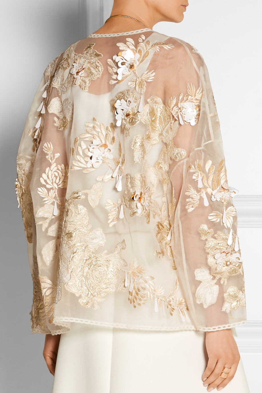 Lyst - Biyan Kiku Embellished Brocade And Silk-organza Jacket in White