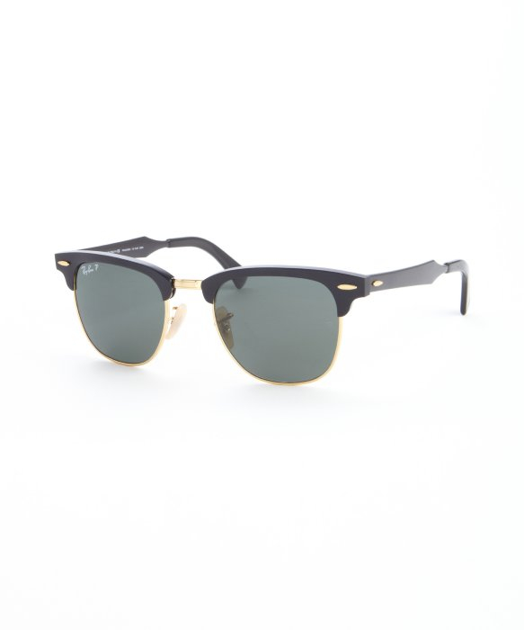 Ray-ban Black And Gold 'Clubmaster' Aluminum Sunglasses in Black for ...
