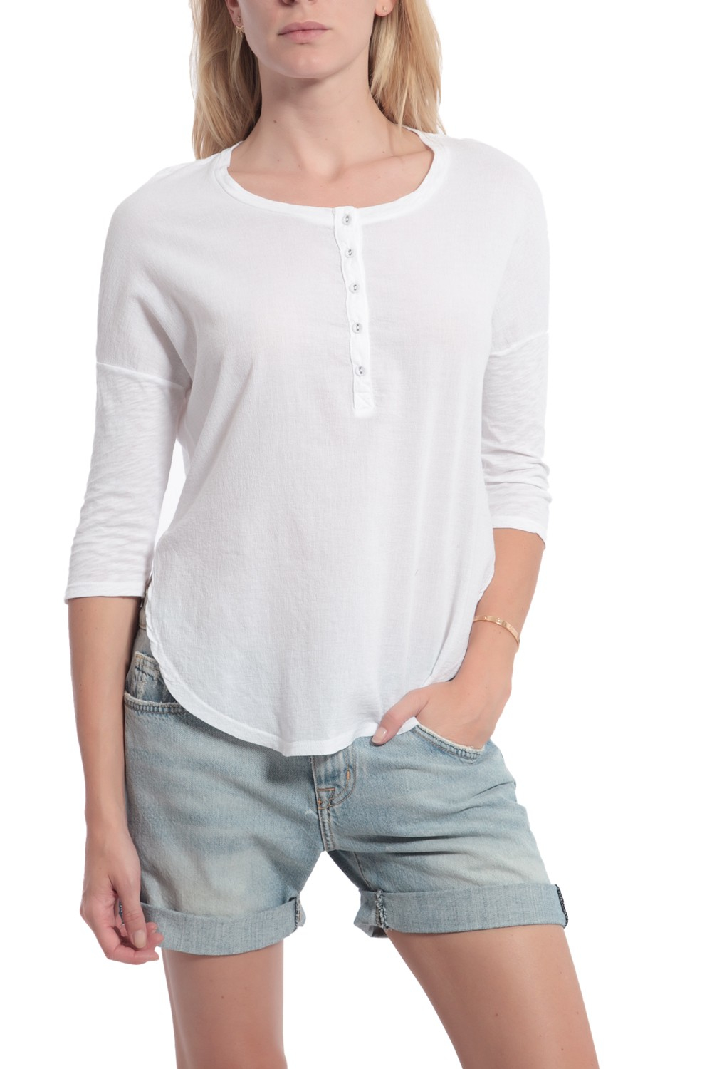 Stateside | White Henley Top | Lyst