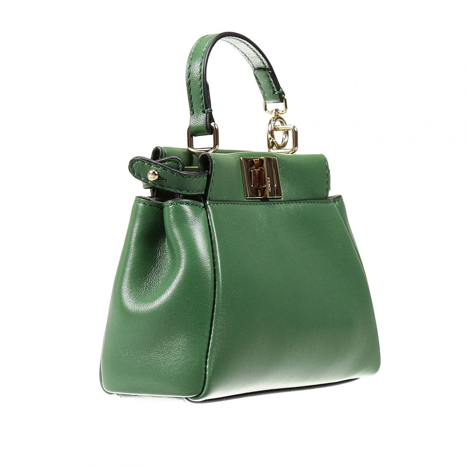 Fendi Handbag Leather With Shoulder Micro Peekaboo Bag in Green | Lyst
