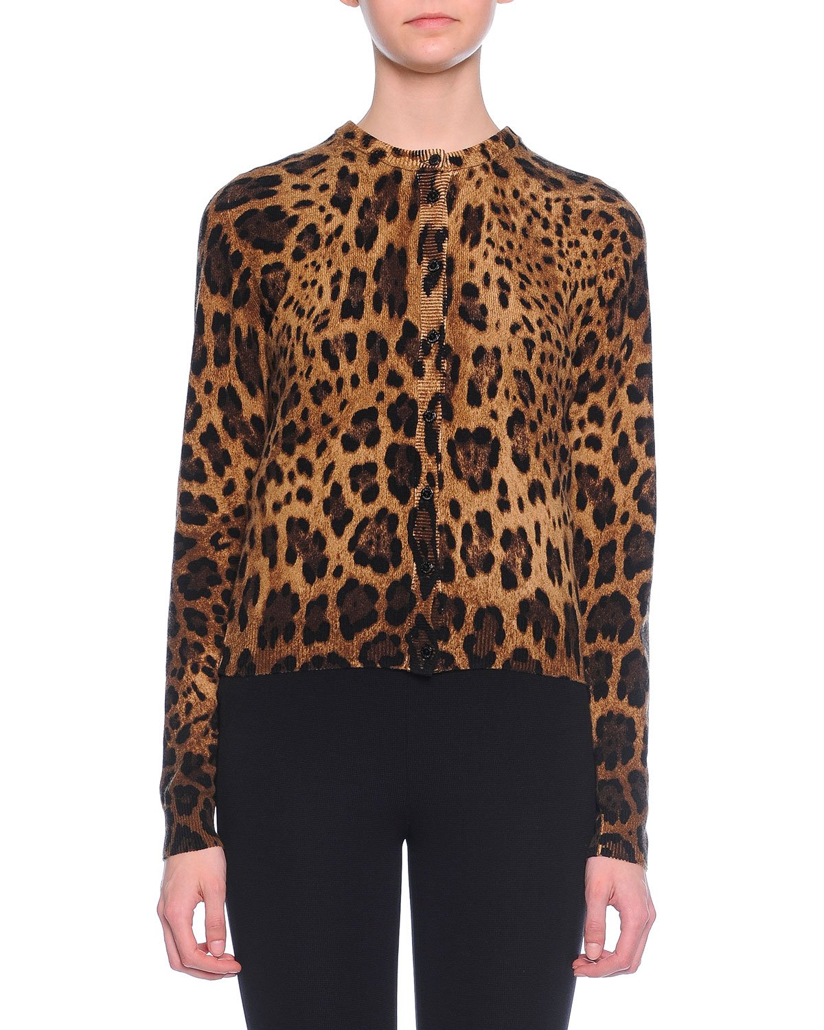 Dolce Gabbana Leopard Print Cashmere Knit Cardigan Lyst