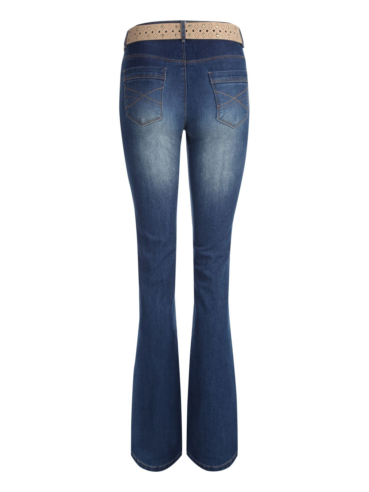 Jane norman Bootleg Fit Jeans with Belt in Blue (Denim) | Lyst