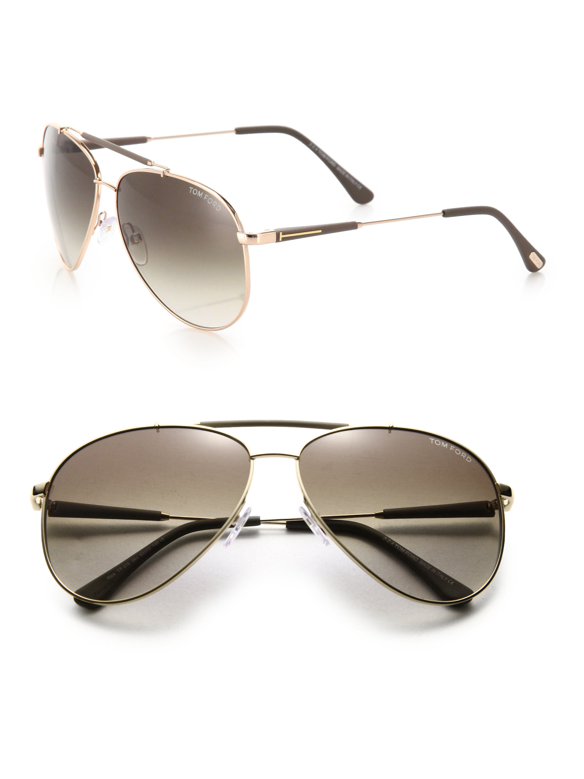 Tom Ford Rick 62Mm Aviator Sunglasses in Gray (GREY-GOLD) | Lyst