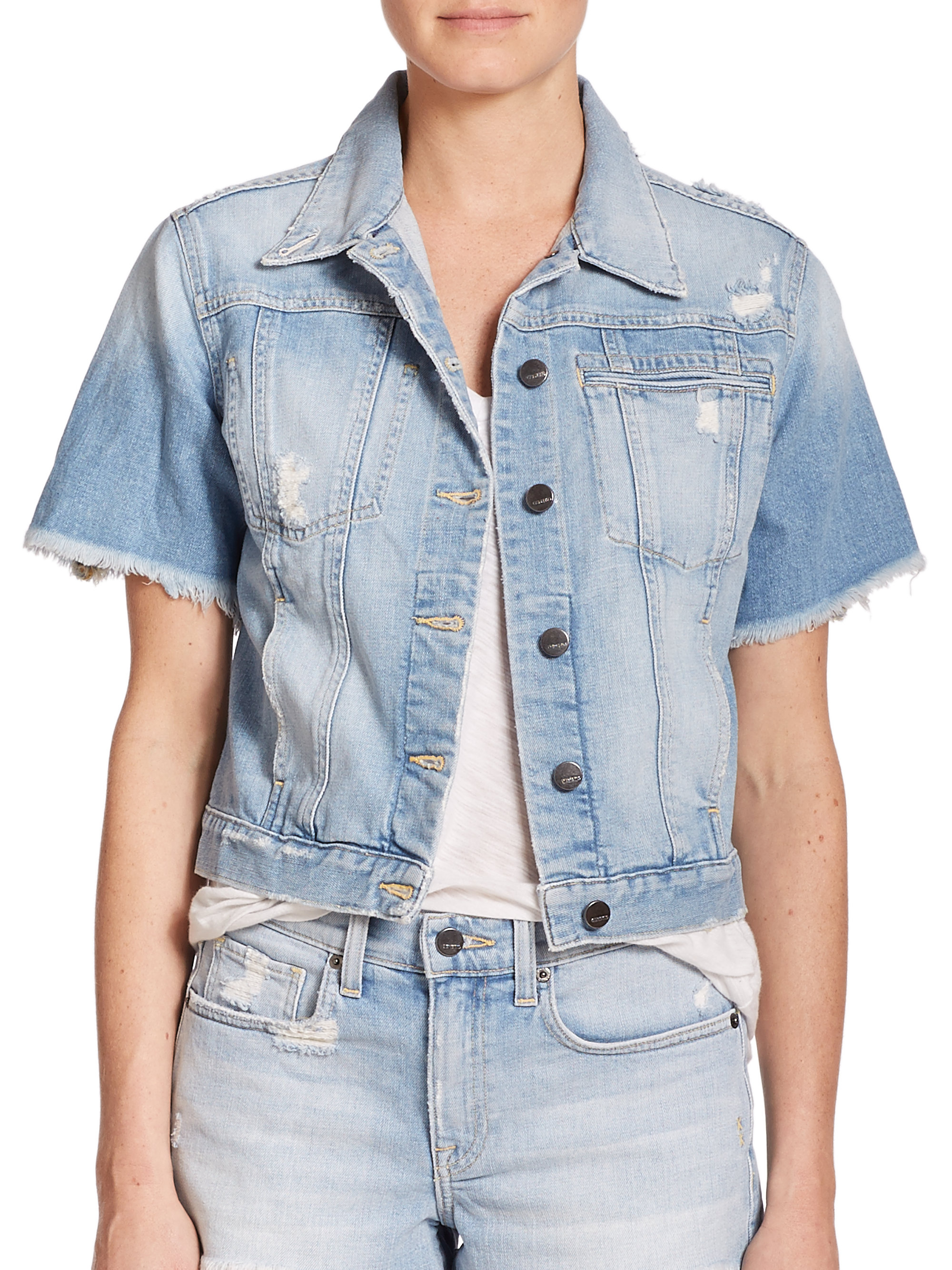 Genetic denim Blondie Distressed Short sleeve Denim Jacket 