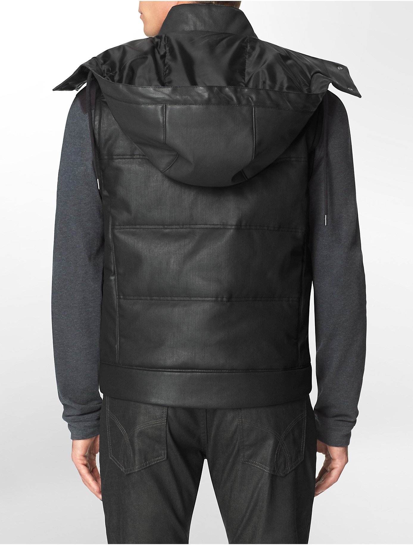Lyst Calvin Klein Jeans Slim Fit Coated Hooded Puffer Vest in Black for Men