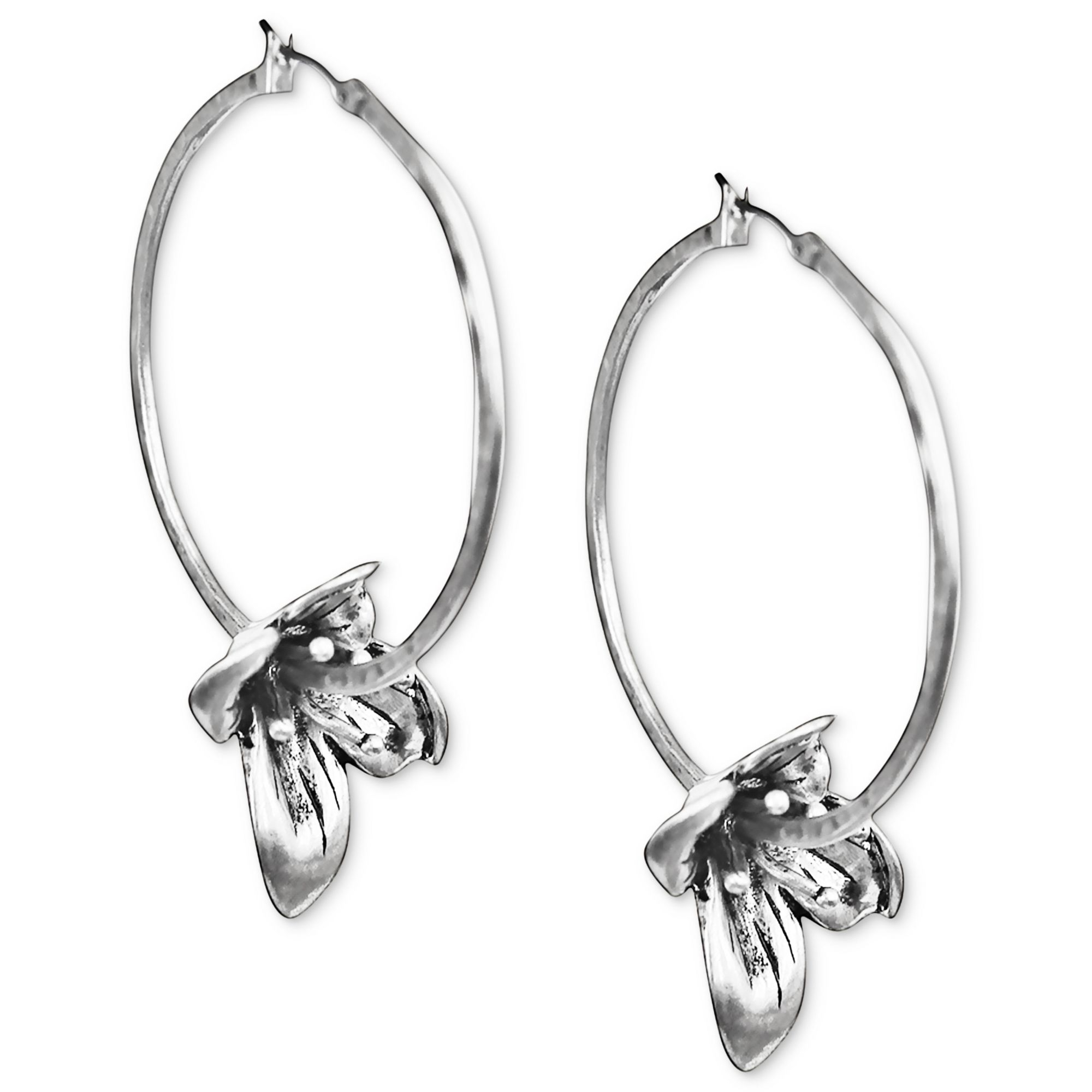 Lyst Lucky Brand Silvertone Orchid Hoop Earrings in Metallic