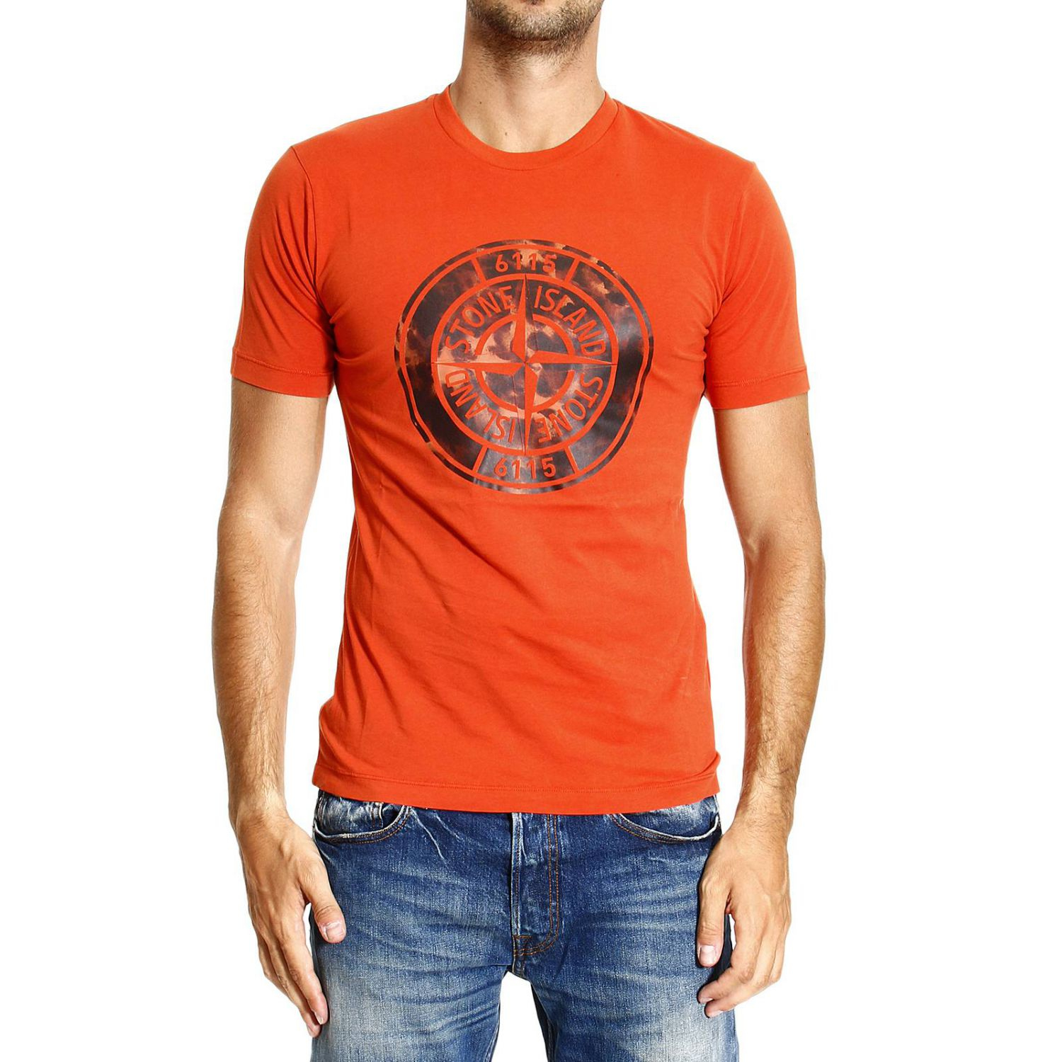 Stone Island T-Shirt Short Sleeve Logo Camouflage in Orange for Men ...