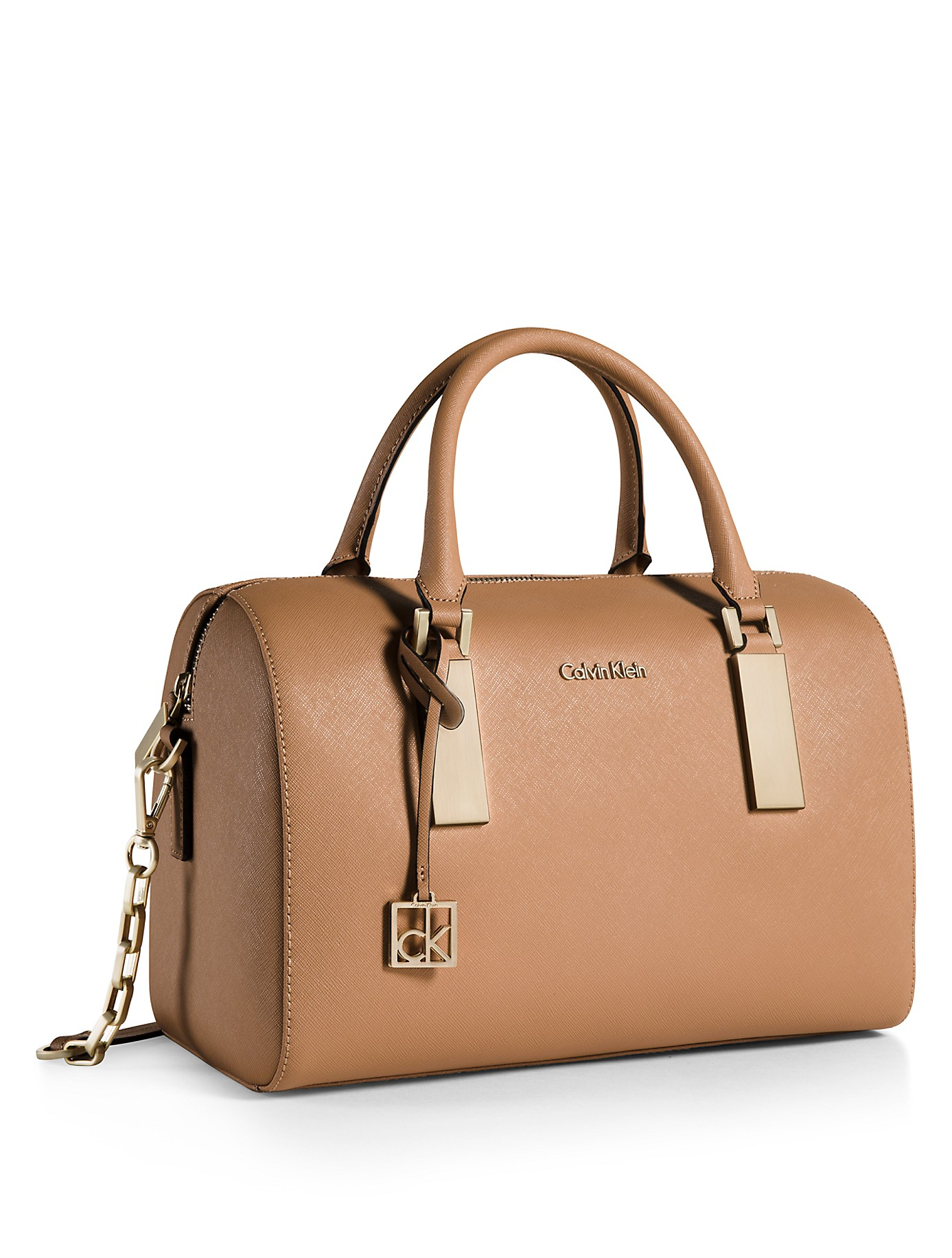 Lyst Calvin Klein White Label Scarlett Sleek Barrel Satchel In Brown Gallery